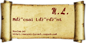 Mácsai Lóránt névjegykártya