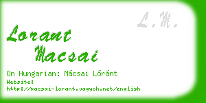 lorant macsai business card
